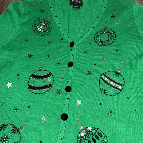 Beaded Christmas Cardigan Sweater - Picture 4 of 6